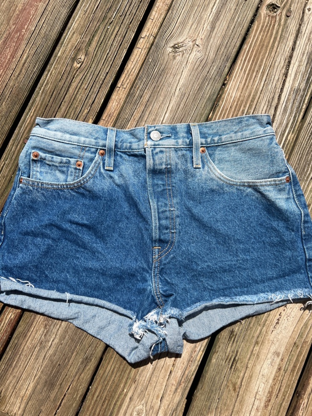 Levi's Ombré Two-Tone Blue Denim Cutoff Shorts NWOT